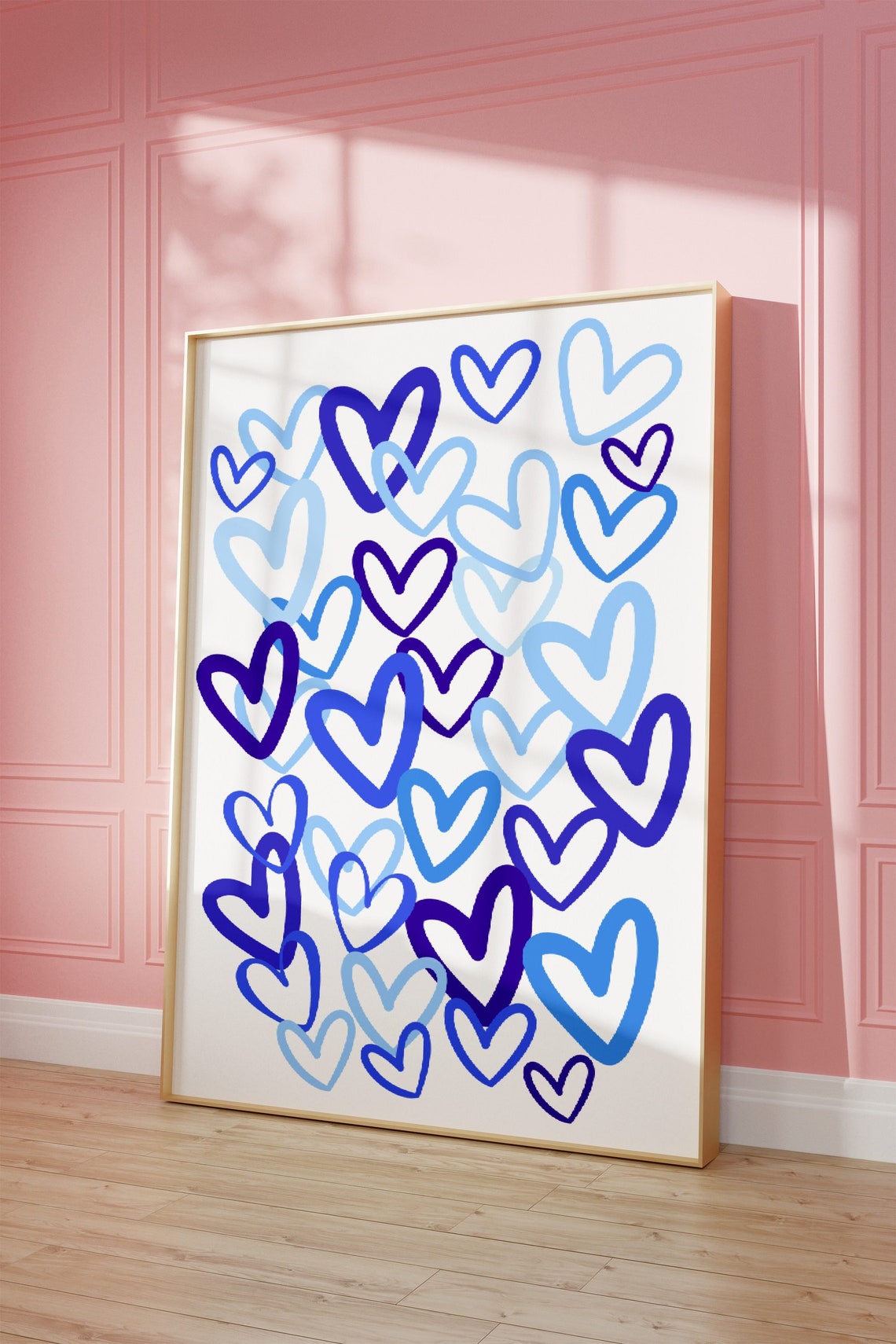 Blue Graffiti Hearts Pattern Colorful Preppy Dorm Love Poster - Image 3