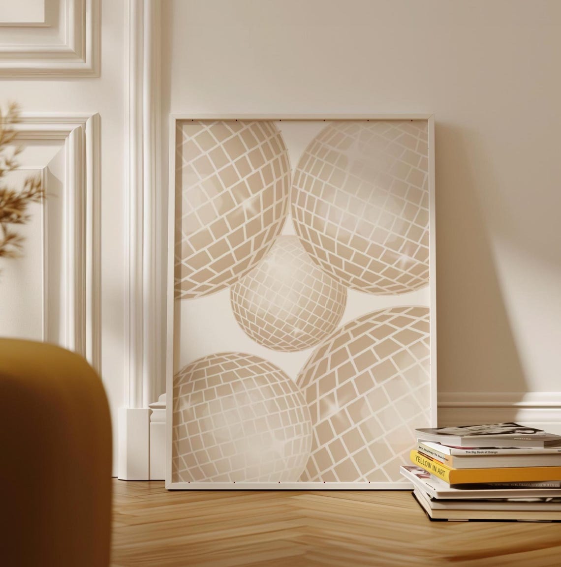 Beige Cream Disco Balls Sparkling Neutral College Dorm Poster - Image 2