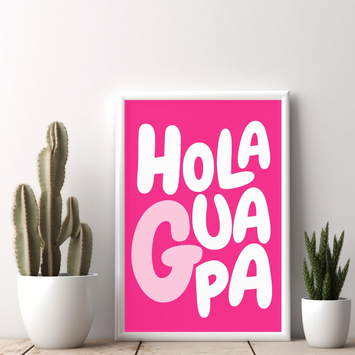 Hola Guapa Hot Pink Spanish Greeting Bold Typography Art Poster - Image 4