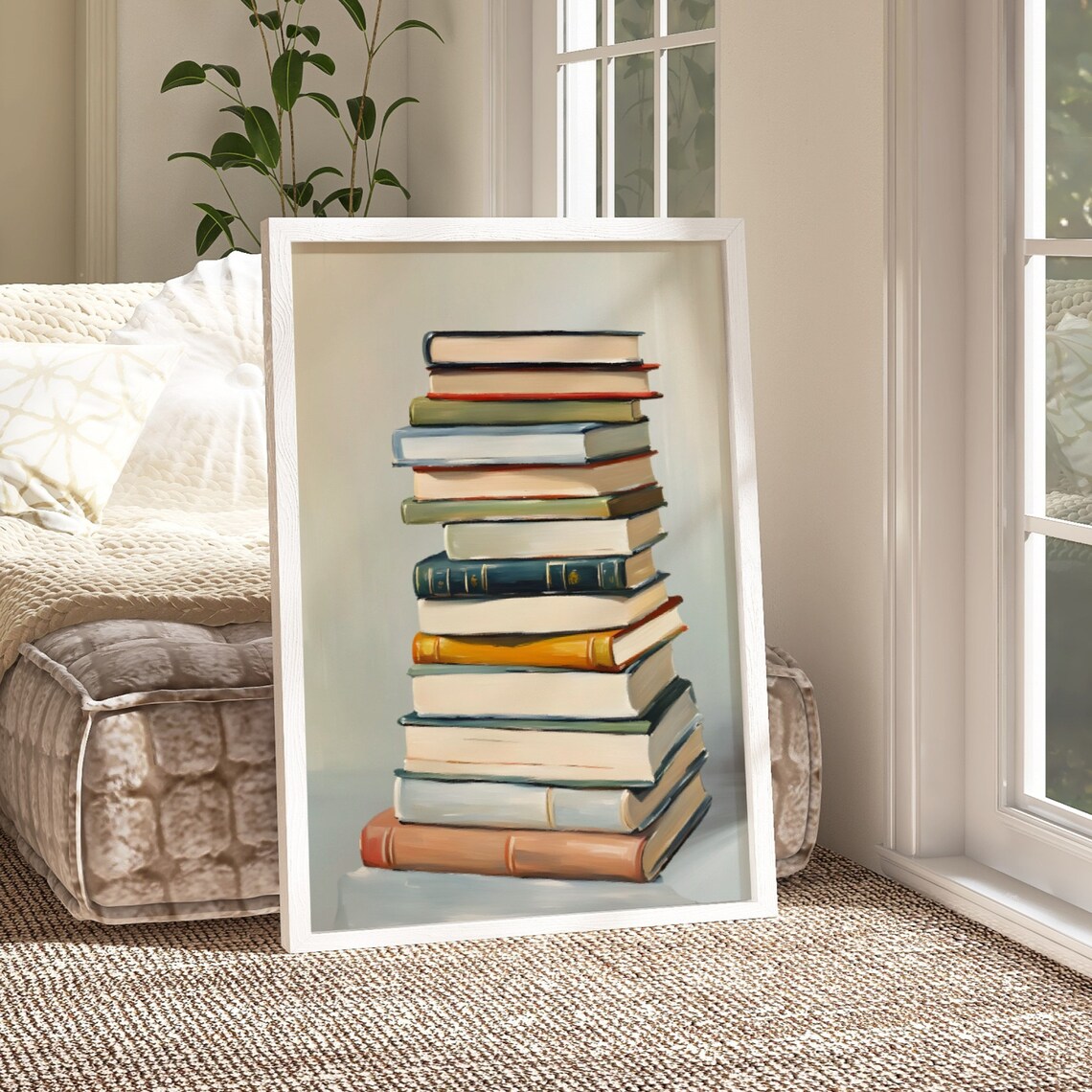 Book Lover Stack Of Books Painting Art Print - Image 2