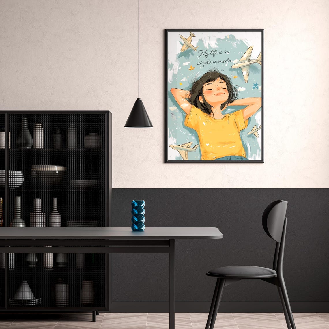 My Life Is In Airplane Mode Relaxed Girl Airplanes Quote Poster - Image 3