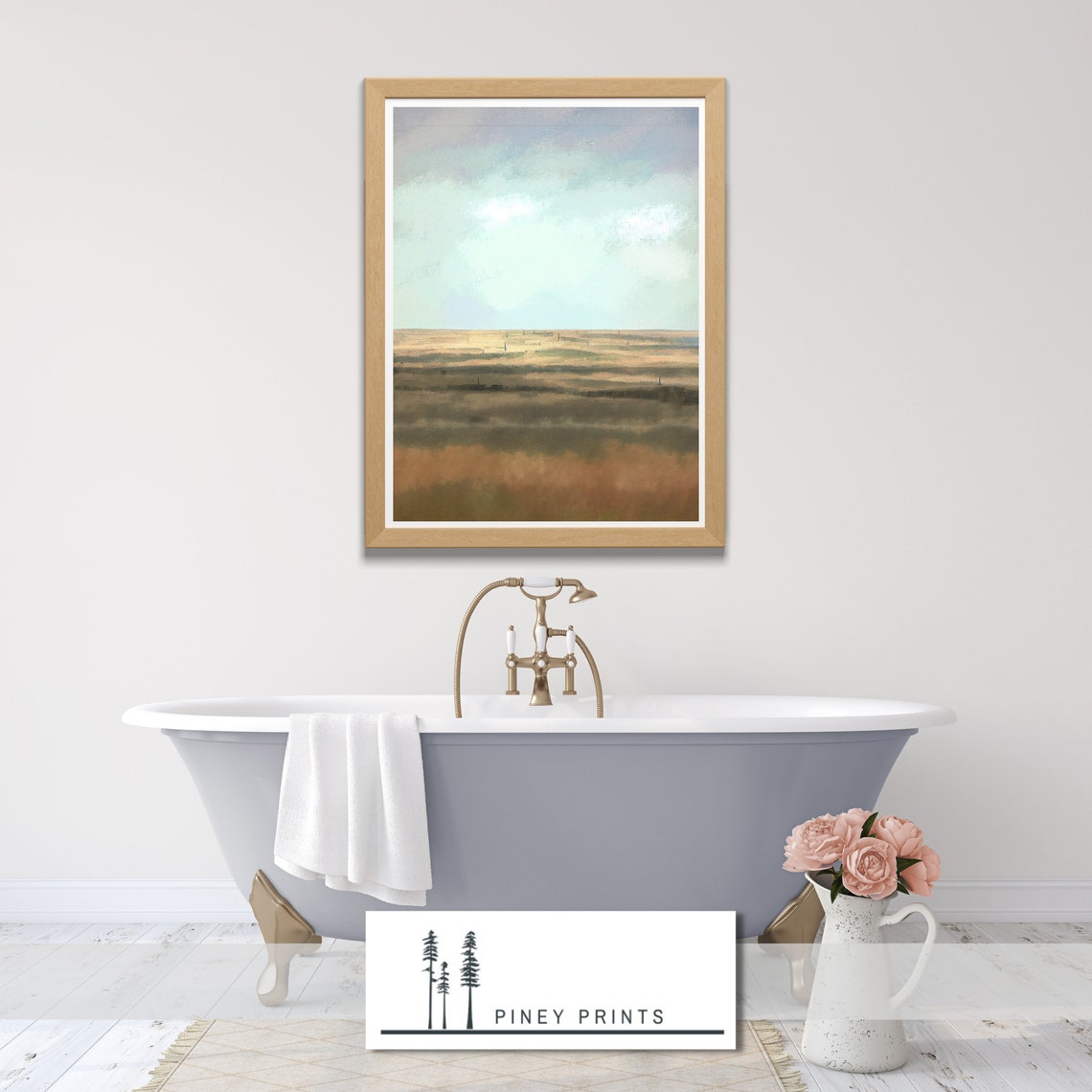 Minimal Abstract Horizon Landscape Muted Neutral Bands Art Poster - Image 4