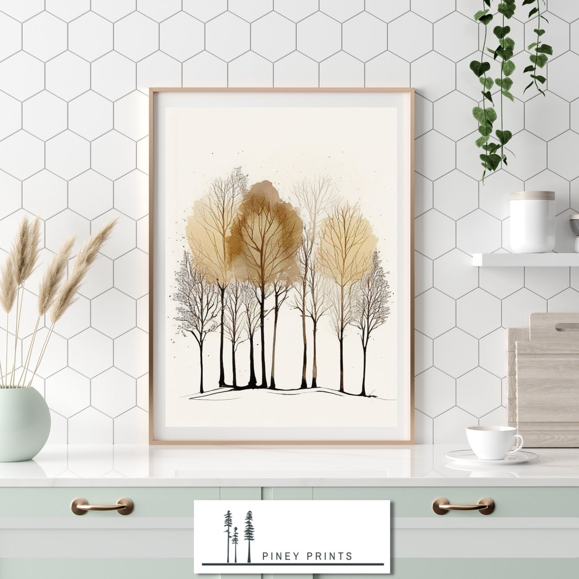 Piney Tree Grove Modern Neutral Nature Wall Art Art Gallery Wall Decor Minimalist Art For Home And Office Instant - Image 2