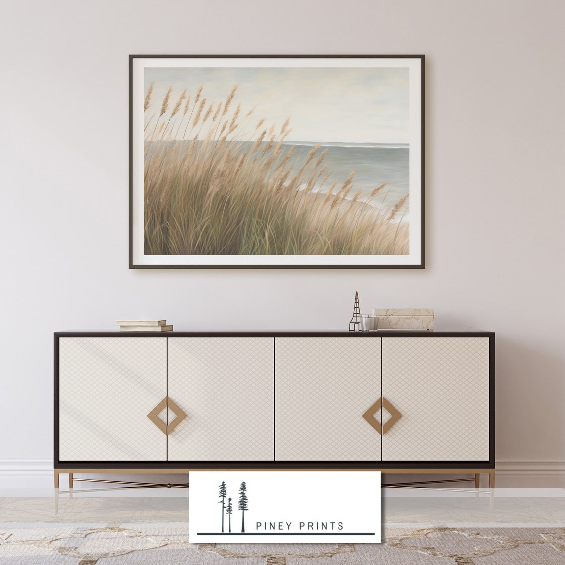 Coastal Dune Grass Beach Painting Muted Seaside Nature Poster - Image 3