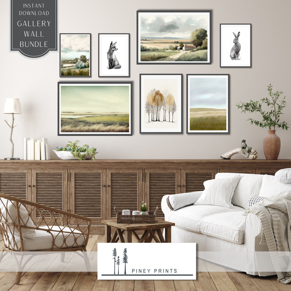 Prairie Meadow Windswept Grass Landscape Neutral Nature Wall Poster - Image 3
