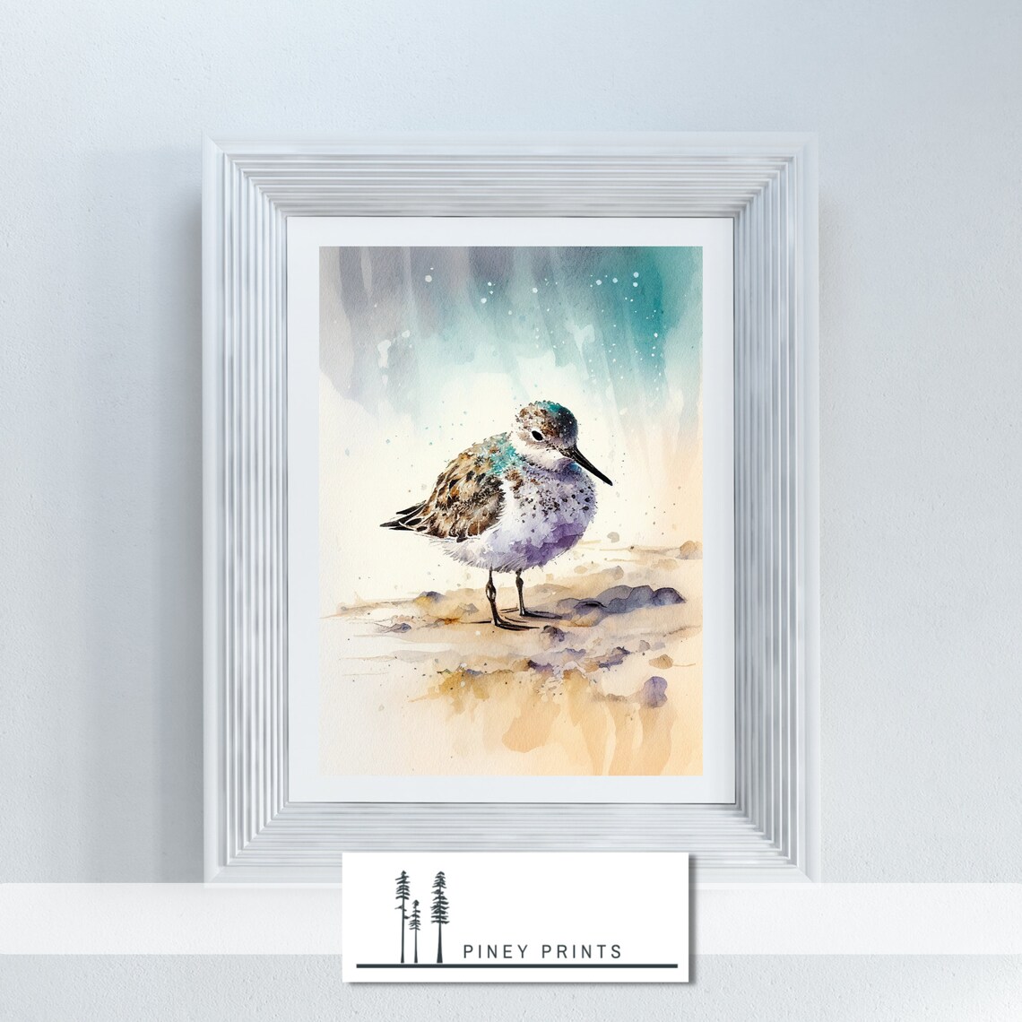Single Sandpiper Watercolor Beach Bird Coastal Minimalist Wall Poster - Image 3