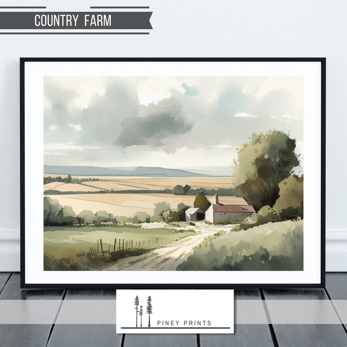 Prairie Meadow Windswept Grass Landscape Neutral Nature Wall Poster - Image 2