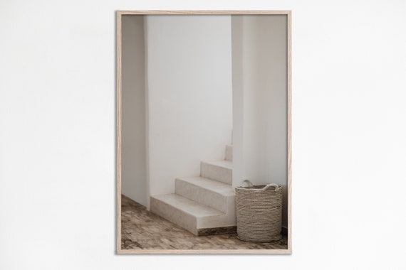 White Stairs Minimal Interior Design Photography Neutral Architecture Print Staircase Modern Organic Files