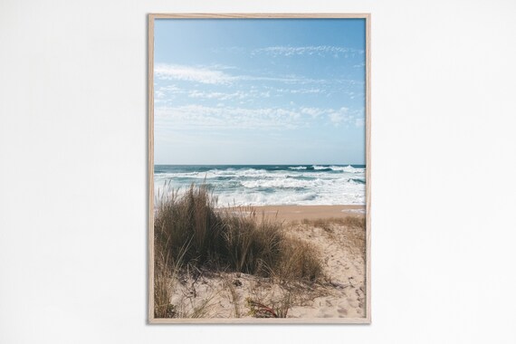 Serene Beach Dunes Sea Grass Neutral Coastal Photography Wall Art