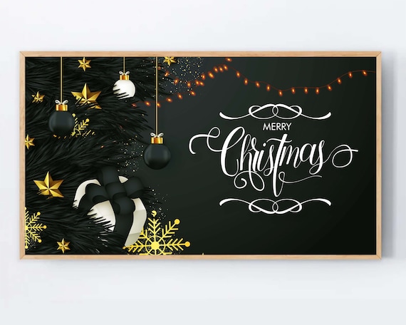 Merry Christmas Black Gold Glam Holiday Ornaments Art Poster