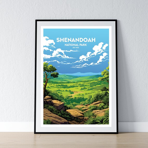 Shenandoah National Park Est 1935 Green Valley Vintage Travel Poster