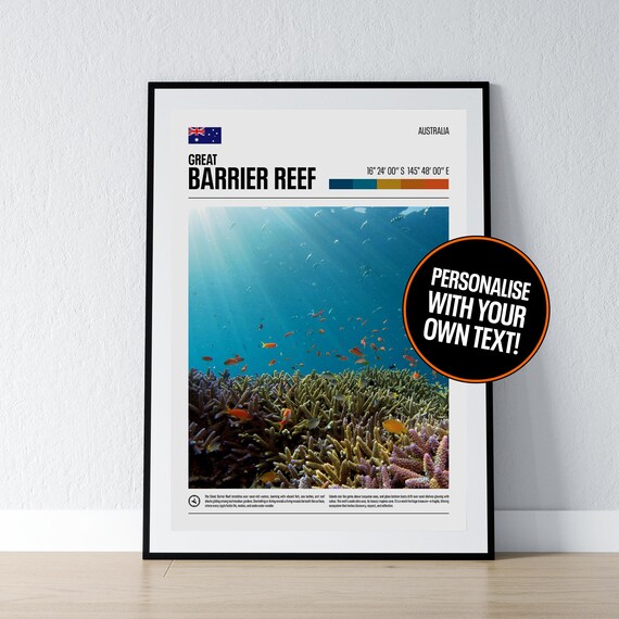 Great Barrier Reef Australia Coral Underwater Personalized Travel Poster
