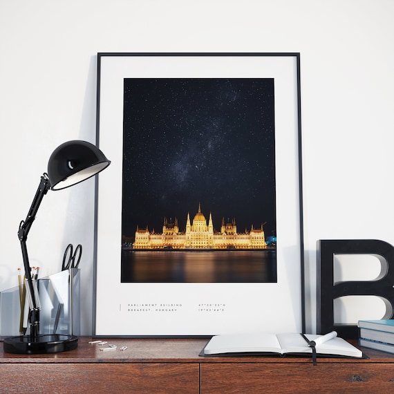 Budapest Coordinates Black And White Travel Poster