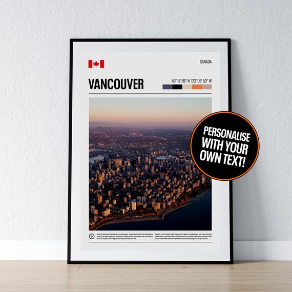 Vancouver Canada Sunset Skyline Personalised City Travel Poster