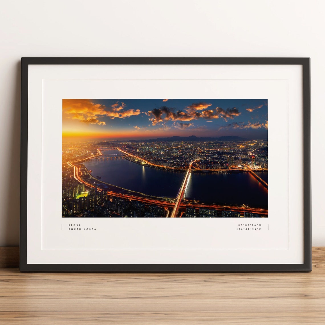 Seoul Skyline Coordinates Travel Poster