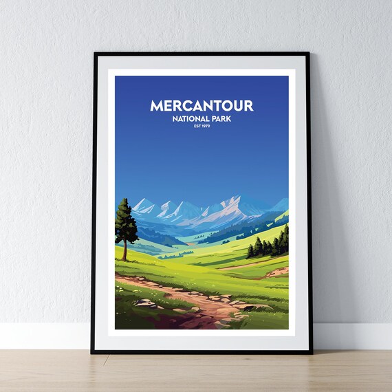 Mercantour National Park Est 1979 Alpine Valley Travel Art Poster