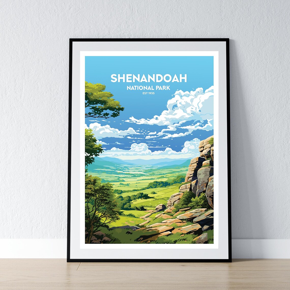 Shenandoah National Park Est 1935 Valley Overlook Travel Poster