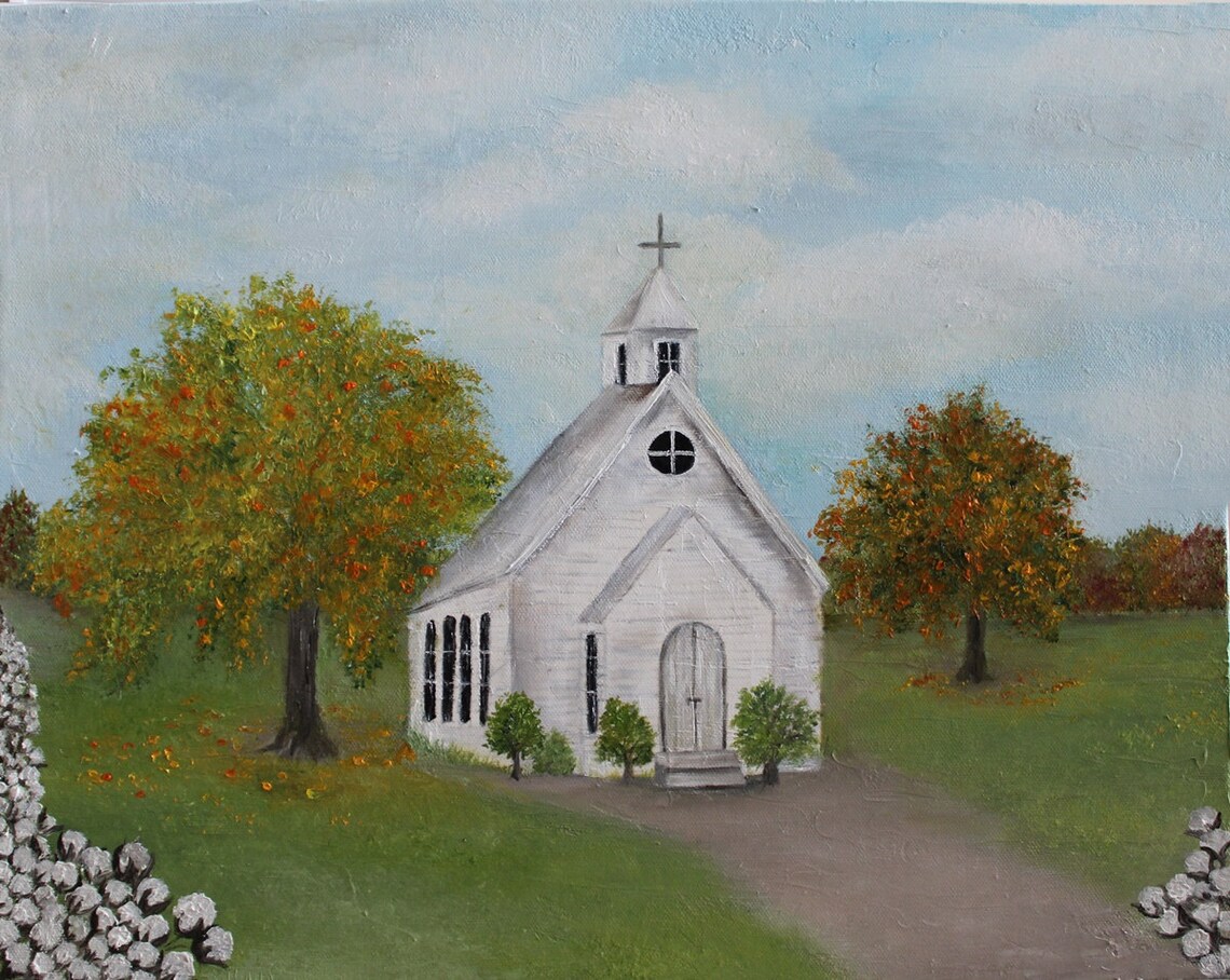 Custom Old Church And Cotton Field Oil Impasto Art Print - Image 4