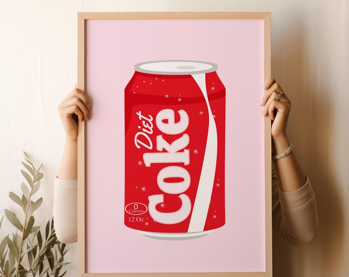 Diet Coke Retro Soda Can Pink Pop Art Kitchen Decor Wall Poster