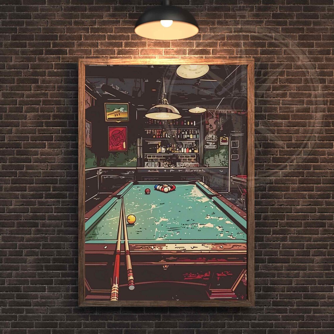 Vintage Pool Hall Billiards Table Bar Poster Retro Game Room Art