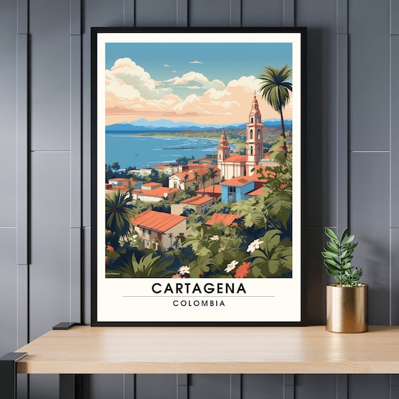 Cartagena Colombia Colonial Harbor Tropical Travel Art Poster