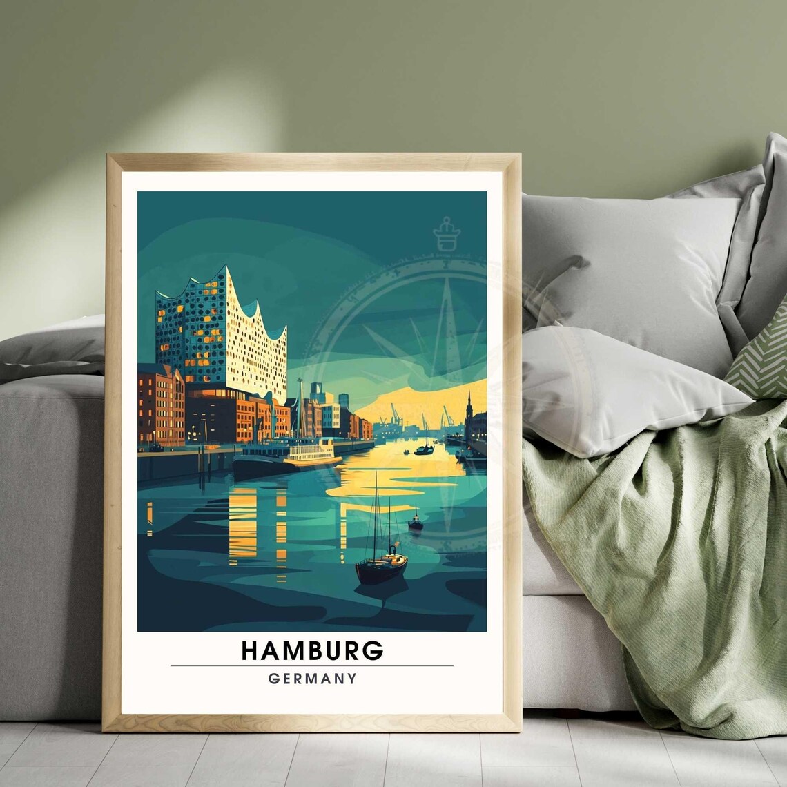 Hamburg Elbphilharmonie Night Harbor Lights Cityscape Poster