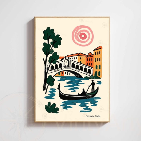 Venice Rialto Bridge Gondola Matisse Style Italy Travel Art Poster