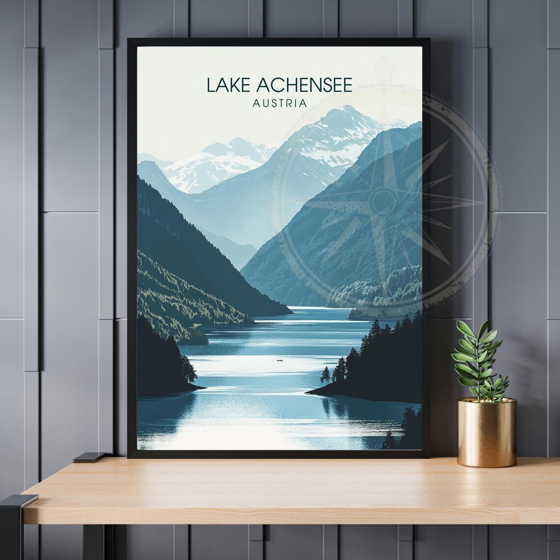 Lake Achensee Austria Minimalist Alpine Lake Mountains Poster