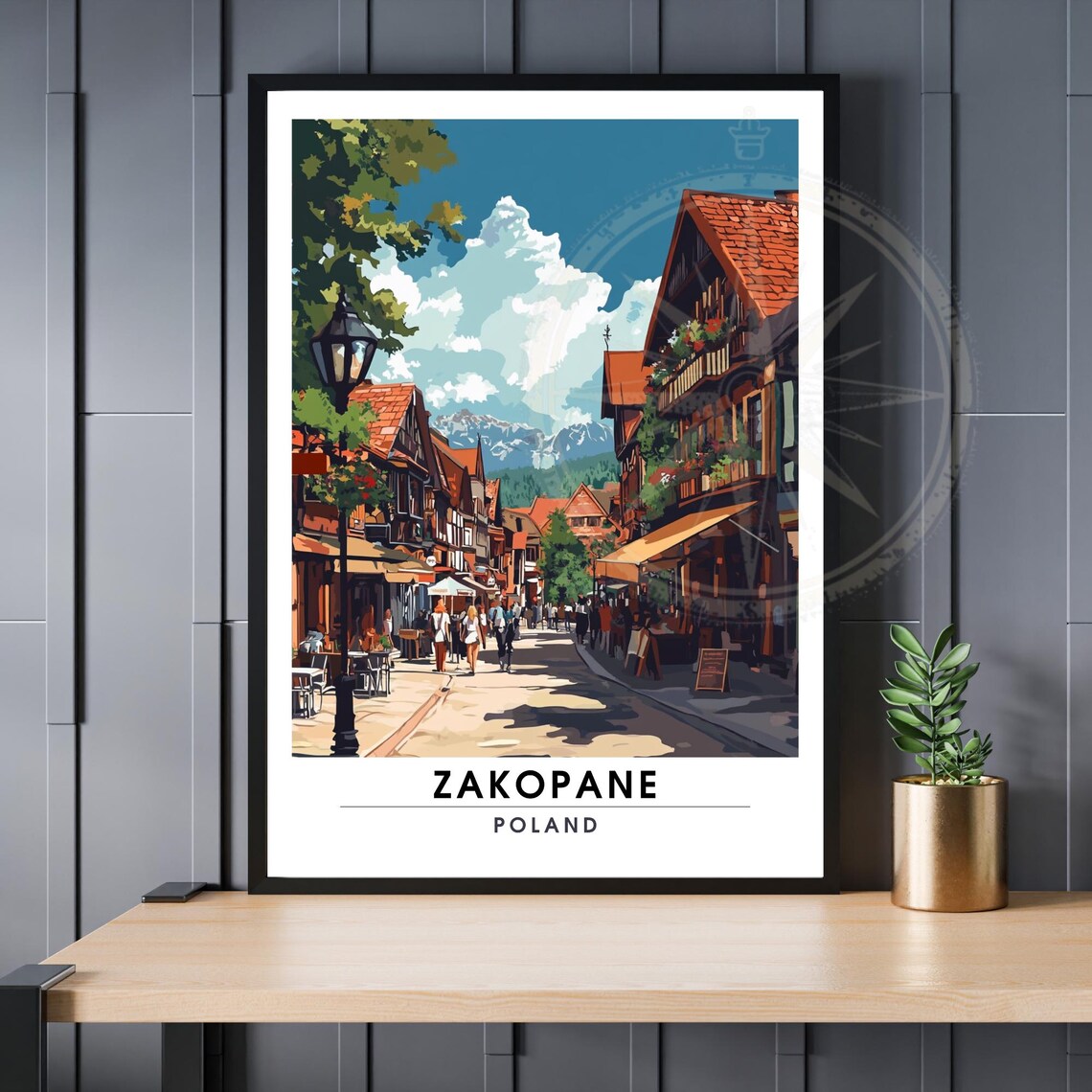 Zakopane Poland Old Town Street Summer Vintage Travel Poster