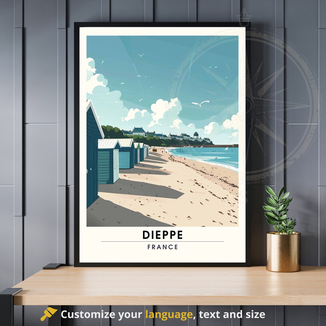 Dieppe Travel Poster, France Beach Art Print