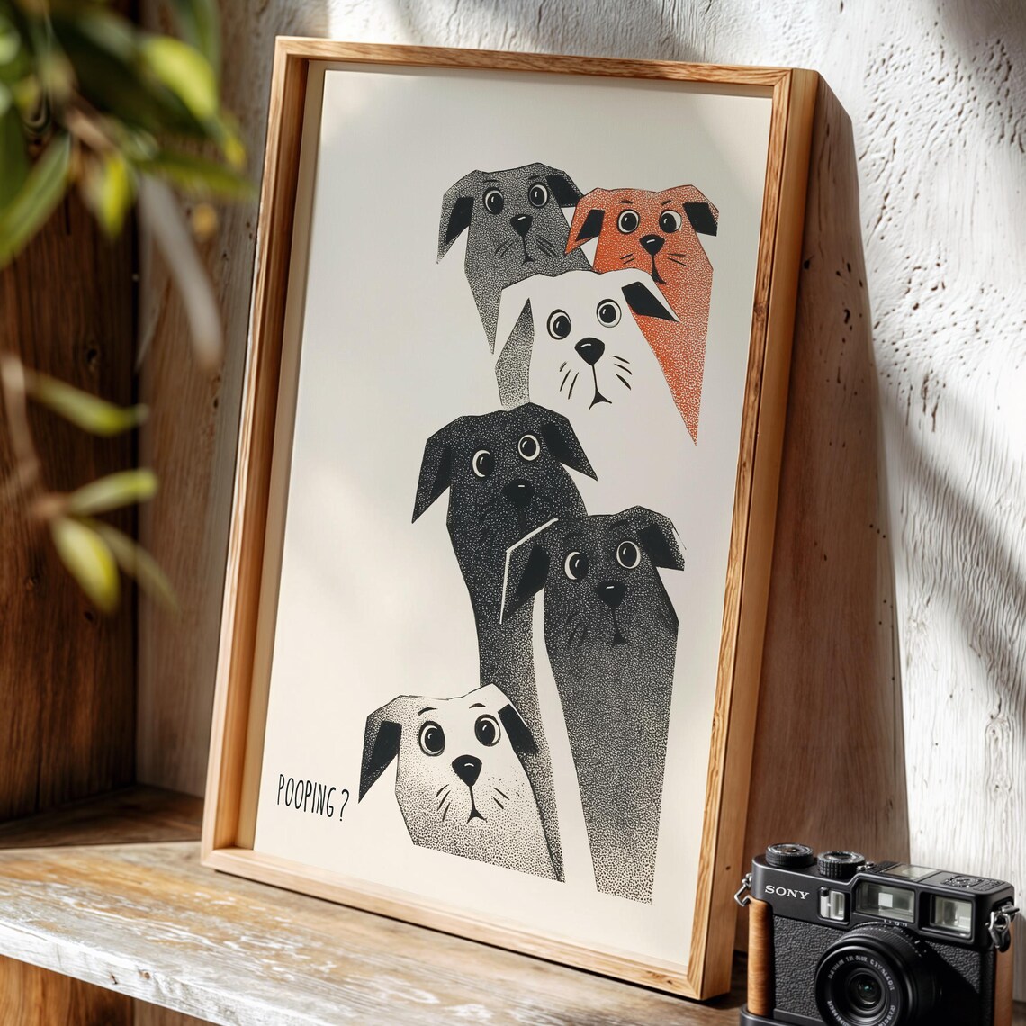 Pooping Funny Dog Faces Bathroom Humor Doodle Novelty Gift Print