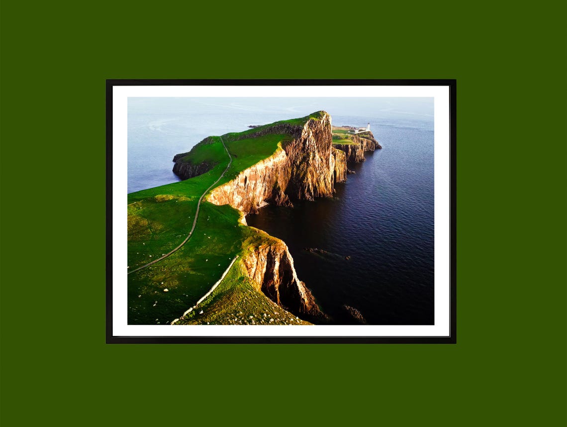Neist Point Lighthouse Isle of Skye Scotland Dramatic Aerial Poster