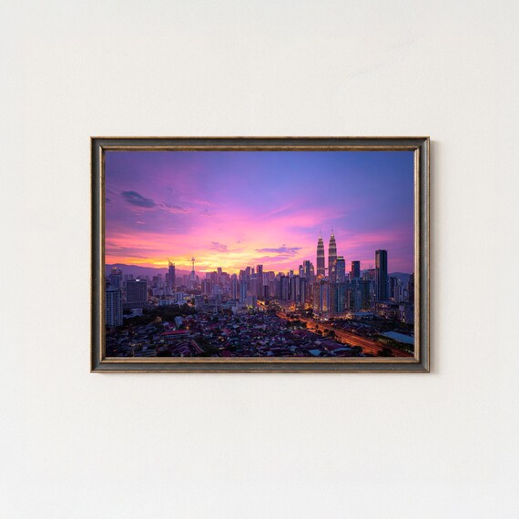 Kuala Lumpur Sunset Skyline Wall Art Print
