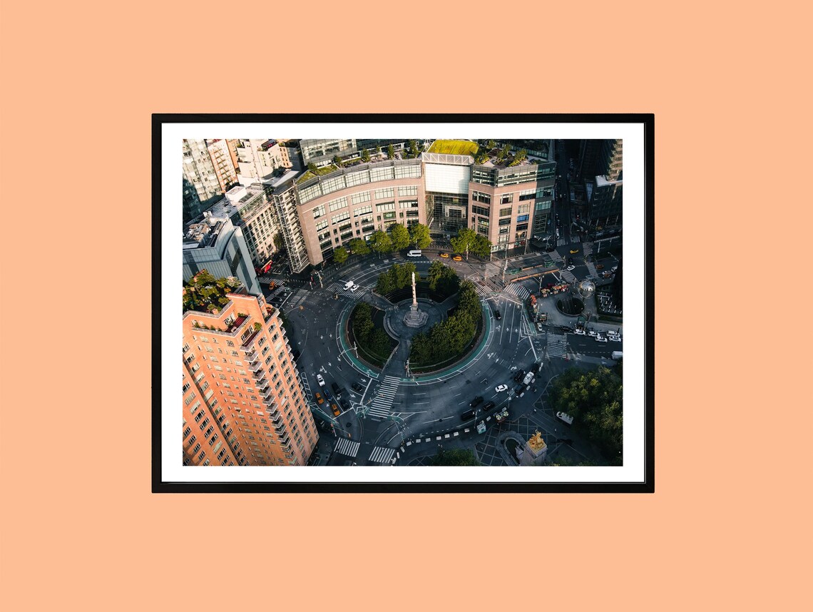 Columbus Circle New York City Aerial Street Photography Poster