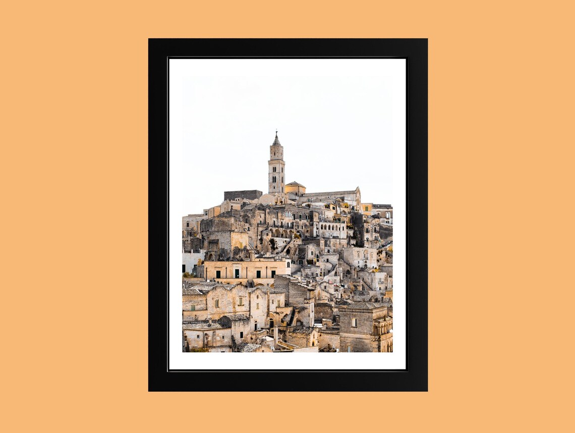 Matera Italy Daytime Stone Village Poster Historic Sassi Old Town View