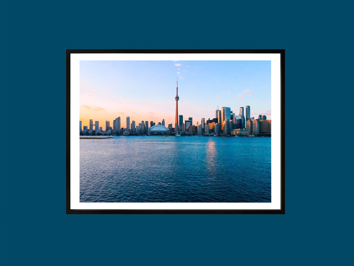 Toronto Canada Sunset Skyline CN Tower Waterfront Photo Poster