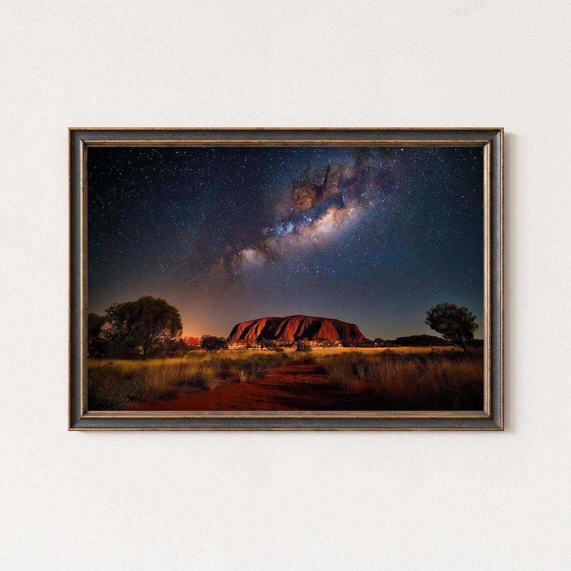 Uluru Milky Way Over Australian Outback Night Sky Landscape Poster
