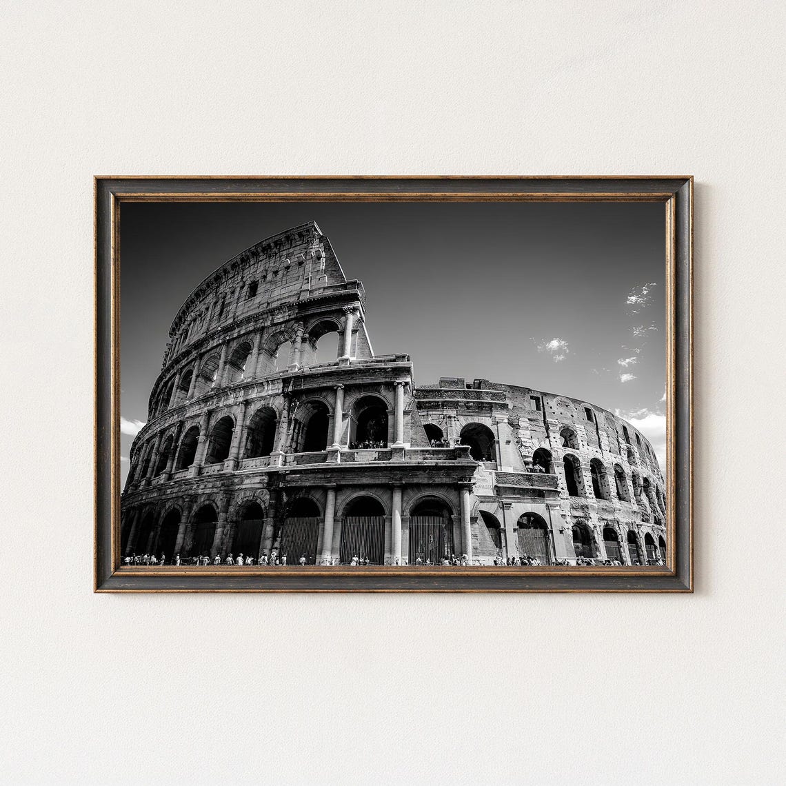 Colosseum Rome Black and White Ancient Architecture Photo Poster