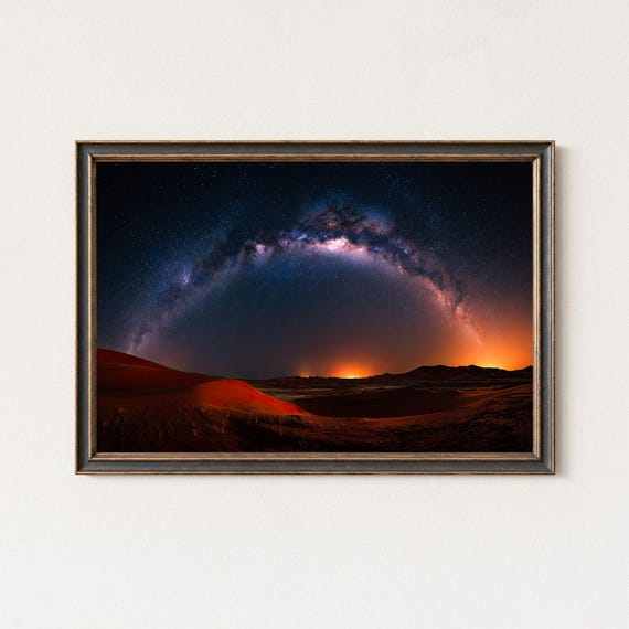 Milky Way Panorama Over Glowing Desert Dunes Print
