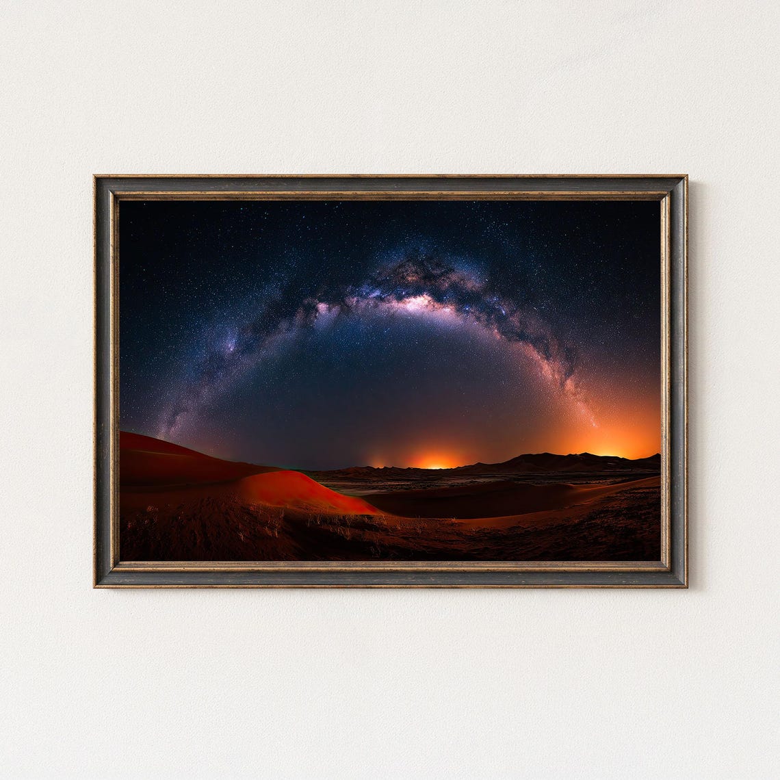 Milky Way Panorama Over Glowing Desert Dunes Print