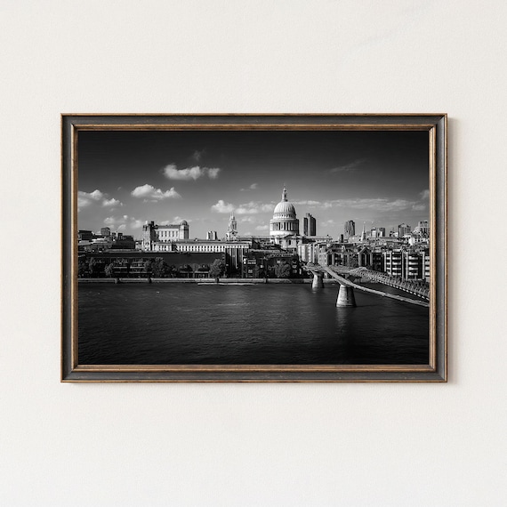London Skyline Photography Print St Pauls Cathedral Millennium Bridge