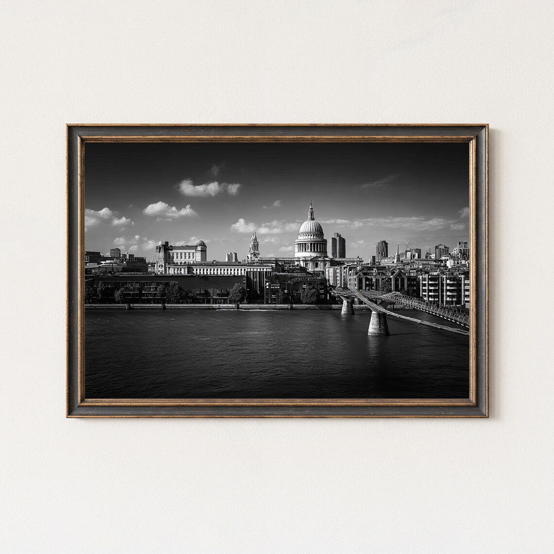 London Skyline Photography Print St Pauls Cathedral Millennium Bridge