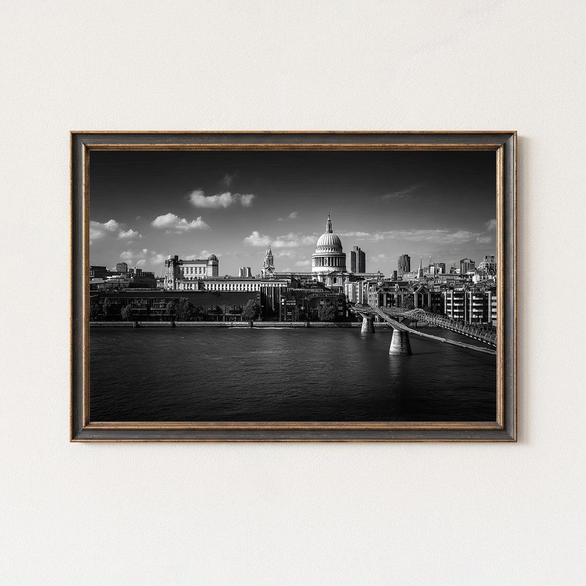 St Paul's Cathedral Thames River London Black and White Poster
