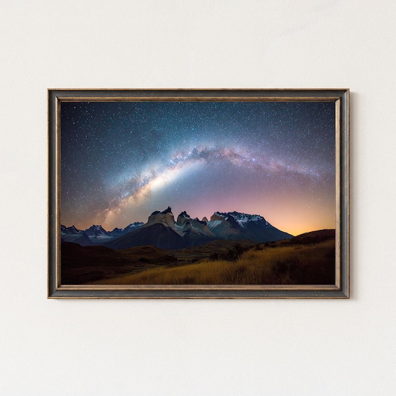 Milky Way Print Cuernos Del Paine Starry Night Wall Art