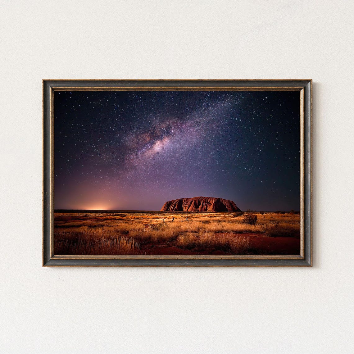Milky Way Over Giant Red Rock Desert Starry Night Landscape Poster
