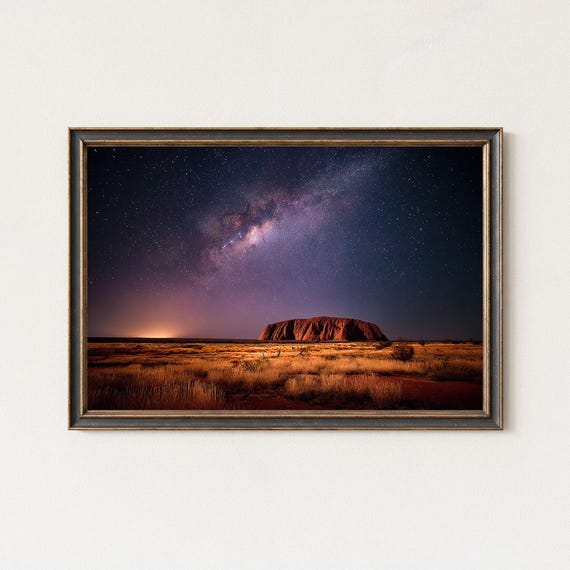 Milky Way Over Uluru Print Australia Night Sky Landscape