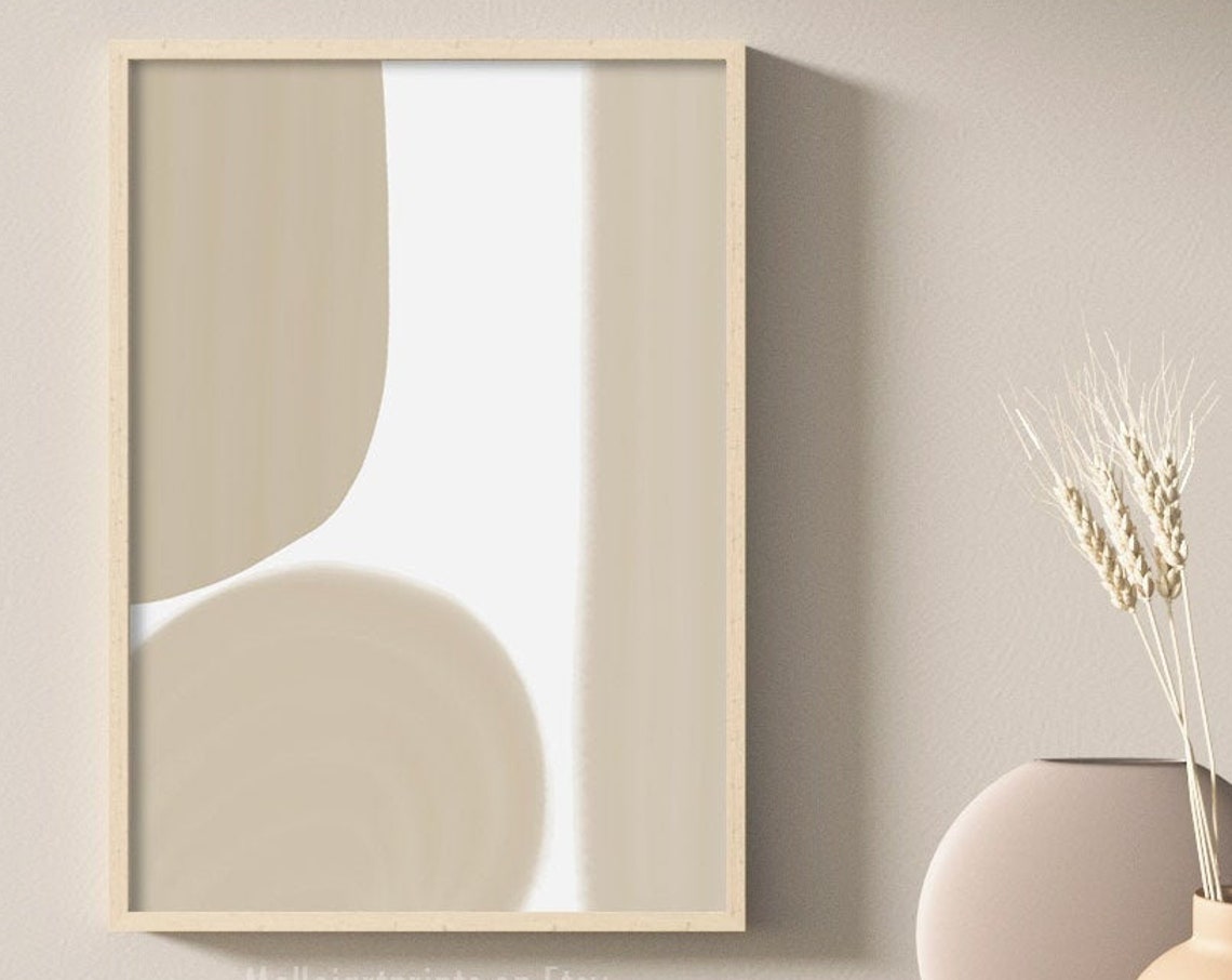 Minimalist Beige Shapes Abstract Art White Neutral Modern Wall Poster