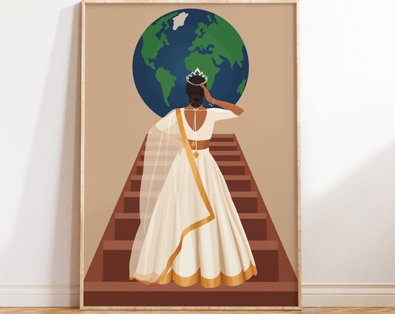Powerful Indian Women Boss Lady, Desi Art Print