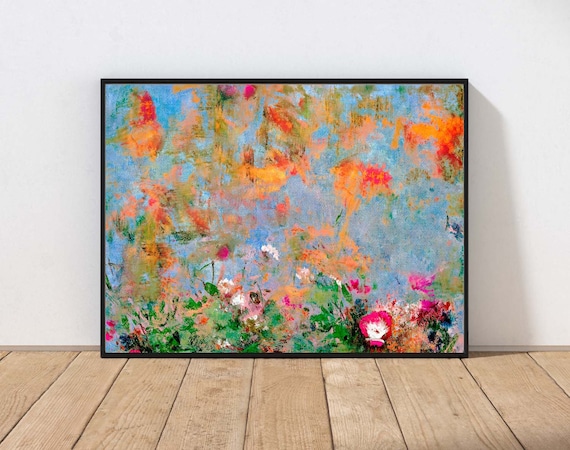 Vibrant Abstract Impressionist Garden Flowers Floral Art Poster