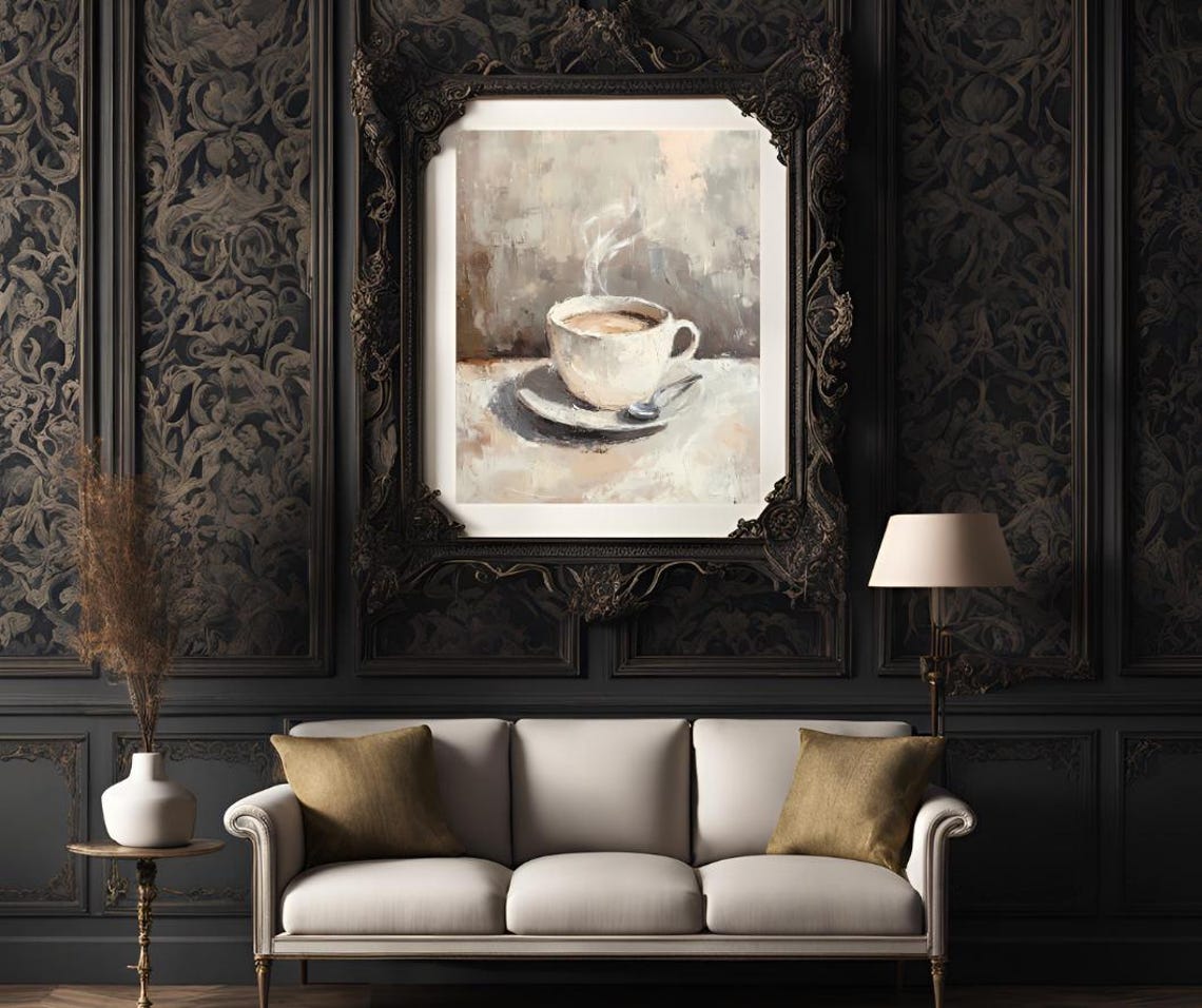 Neutral Coffee Art Moody Kitchen Wall Art Coffee Lover Gift Coffee Bar Decor Housewarming Art Print Minimalist Art - Image 3